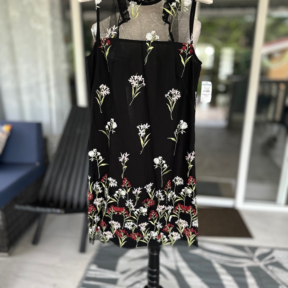 Karl Lagerfeld Black Floral Midi Dress